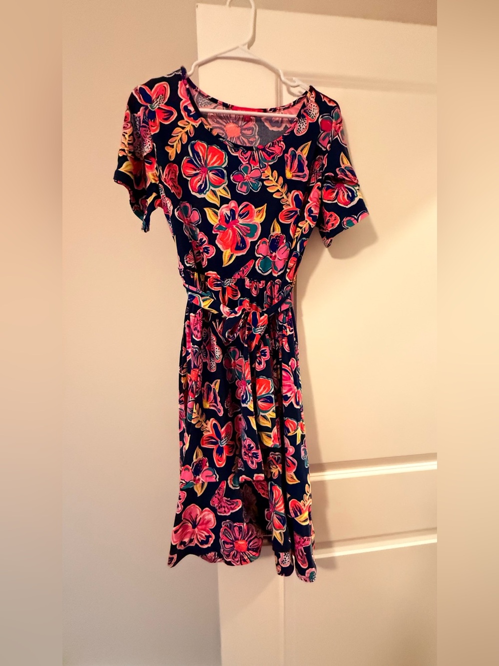 Simply Southern Navy Dress with Coral and Teal Floral Print